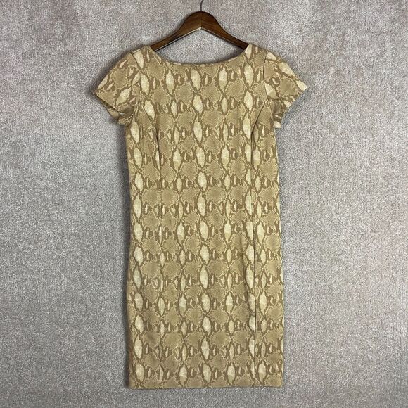 Lauren Ralph Lauren Contessa Dress Size Small Tan Snake Print Short Sleeve Ponte - Picture 1 of 10